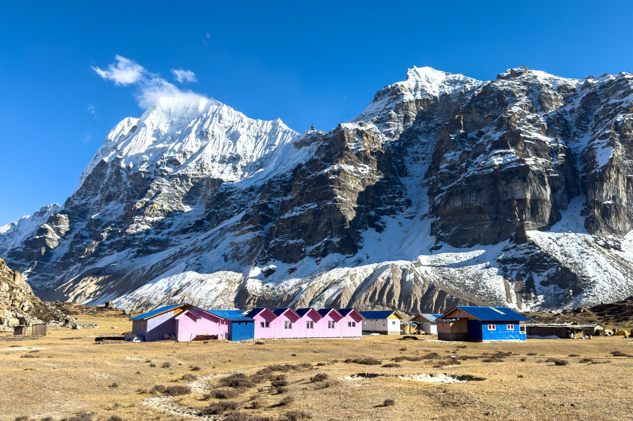 View of beautiful Lhonak village