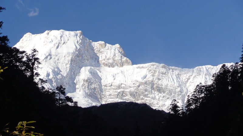 Bimthang valley below Larkya La Pass on the Manaslu Circuit