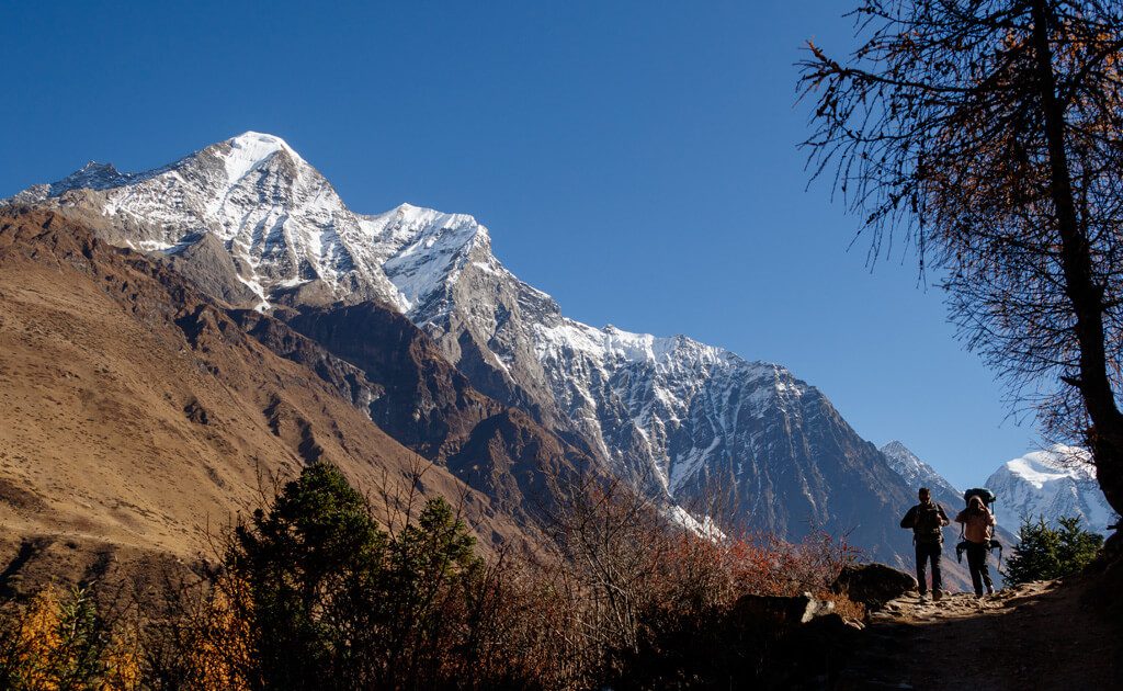 Shyala village on the Manaslu Circuit Trek with mountain views