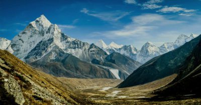 Beautiful mountain view on the trail to Everest Base Camp, Khumbu region, Nepal 2026