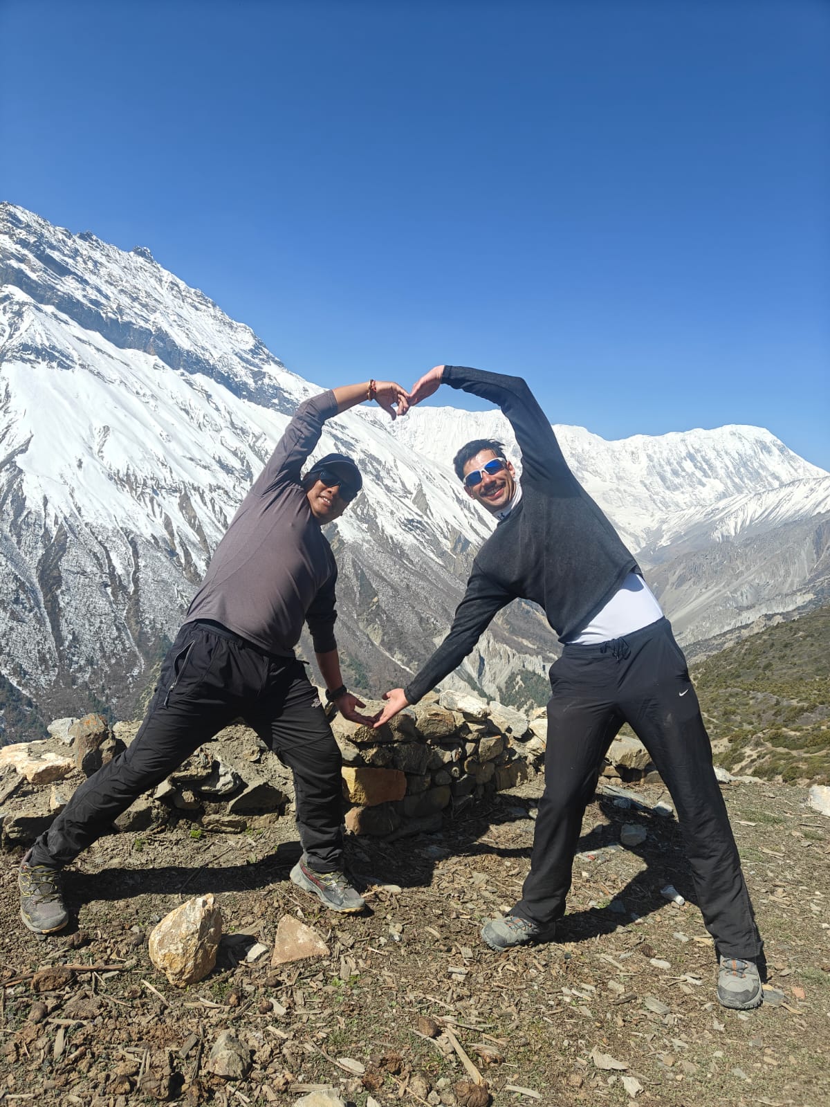 Yak Kharka trail Annapurna Circuit Nepal at 4018m with mountain views before Thorong La