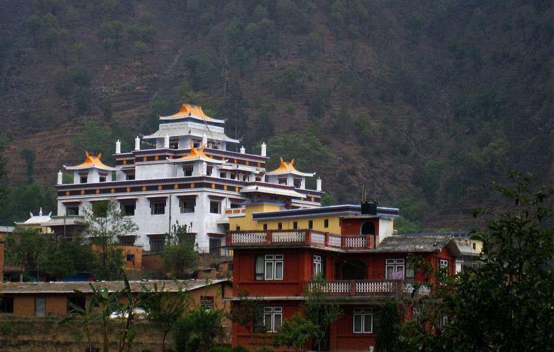 Pharphing monastery seen during the biking