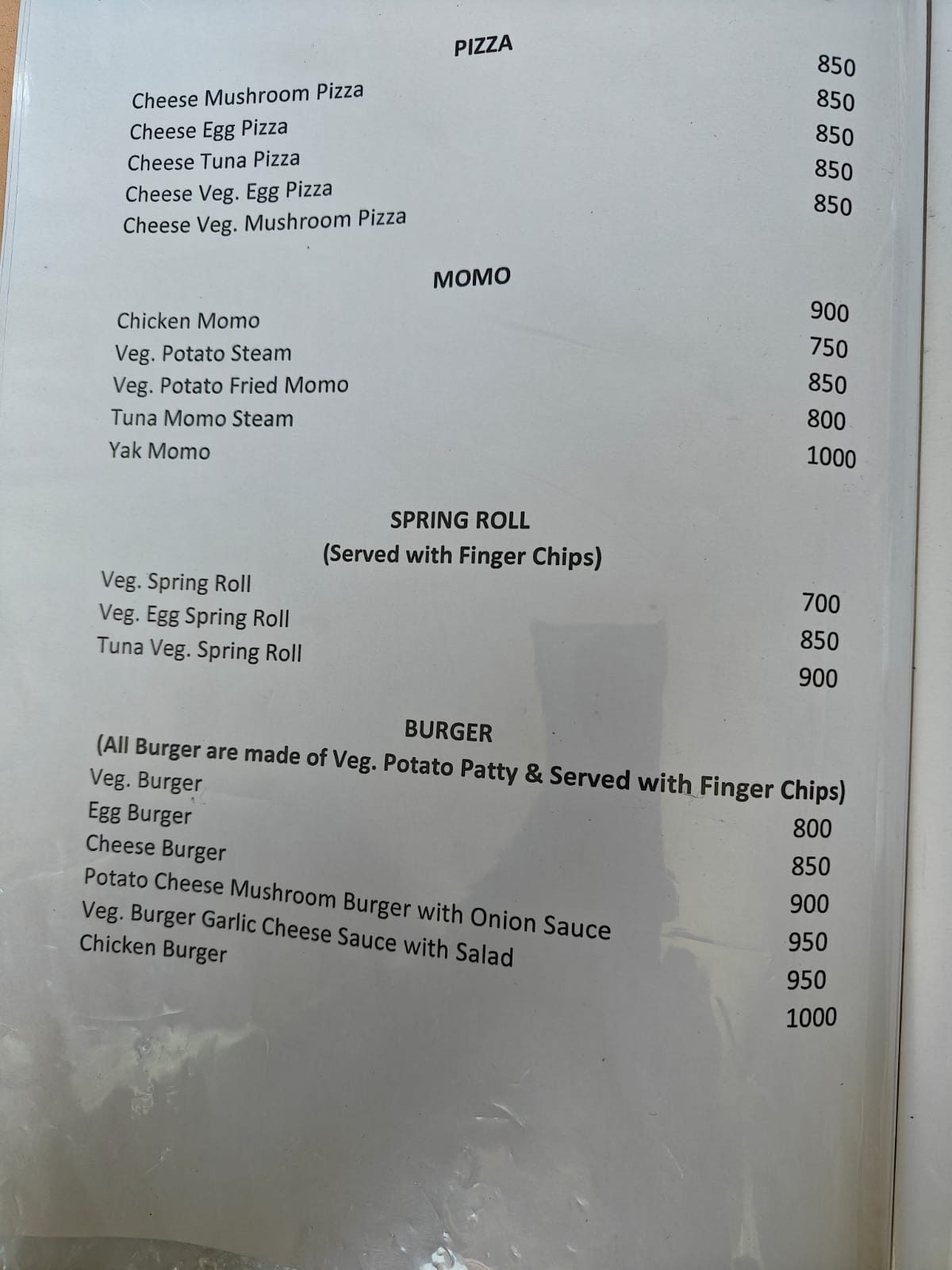 Hotel Skyline Manang food menu page 3 prices 2026 Annapurna Circuit Nepal