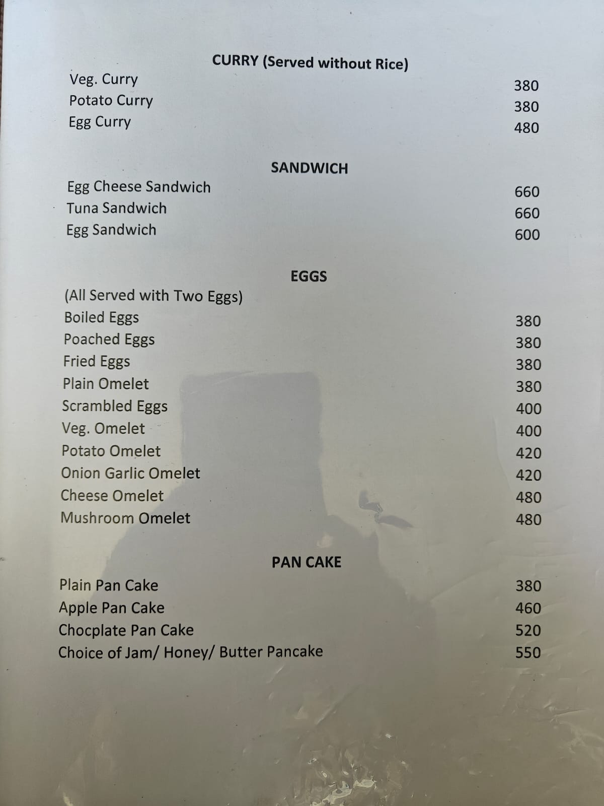 Hotel Skyline Manang food menu page 6 prices 2026 Annapurna Circuit Nepal