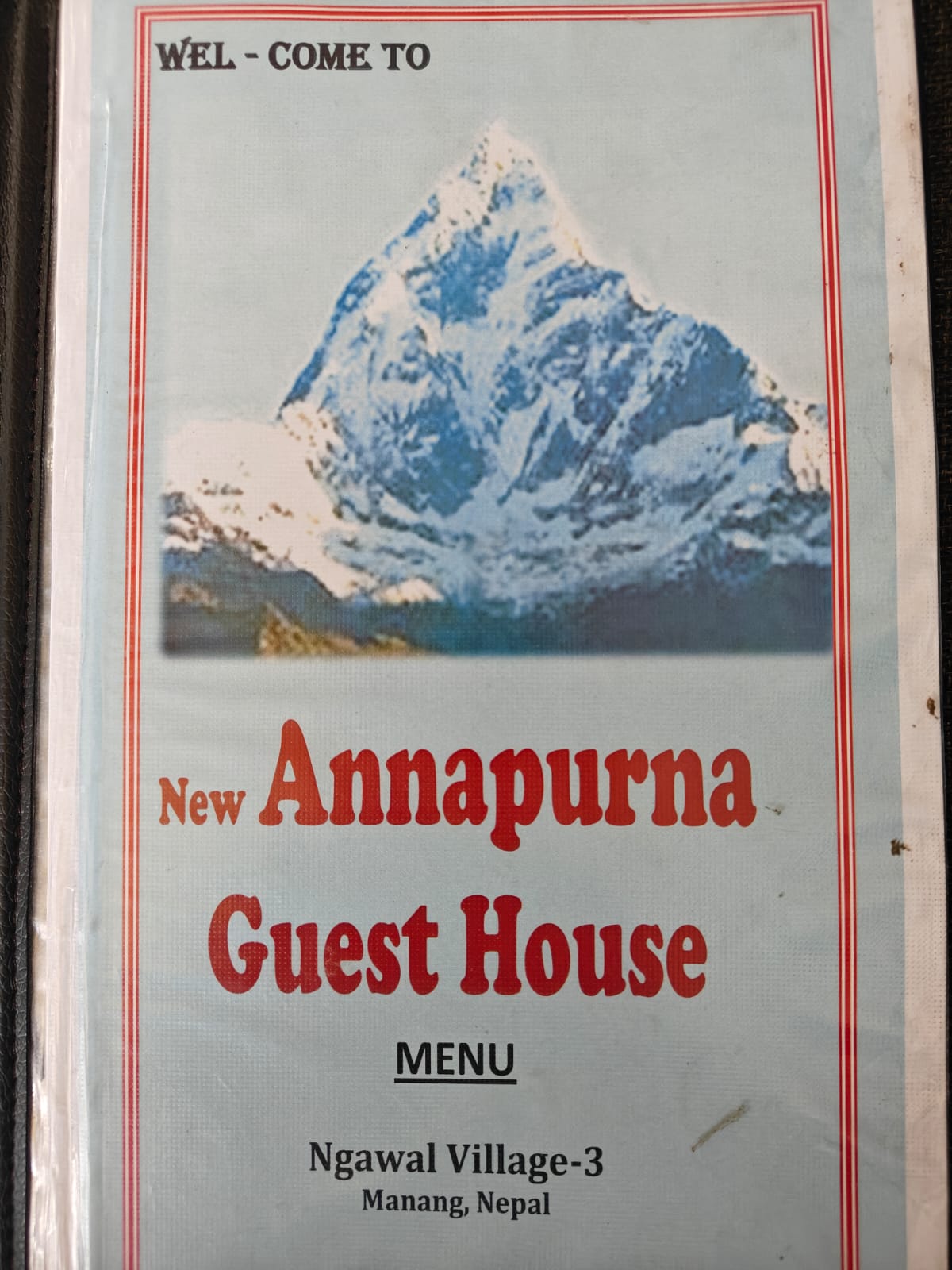 New Annapurna Guest House Ngawal menu page 1 food prices 2026 Annapurna Circuit