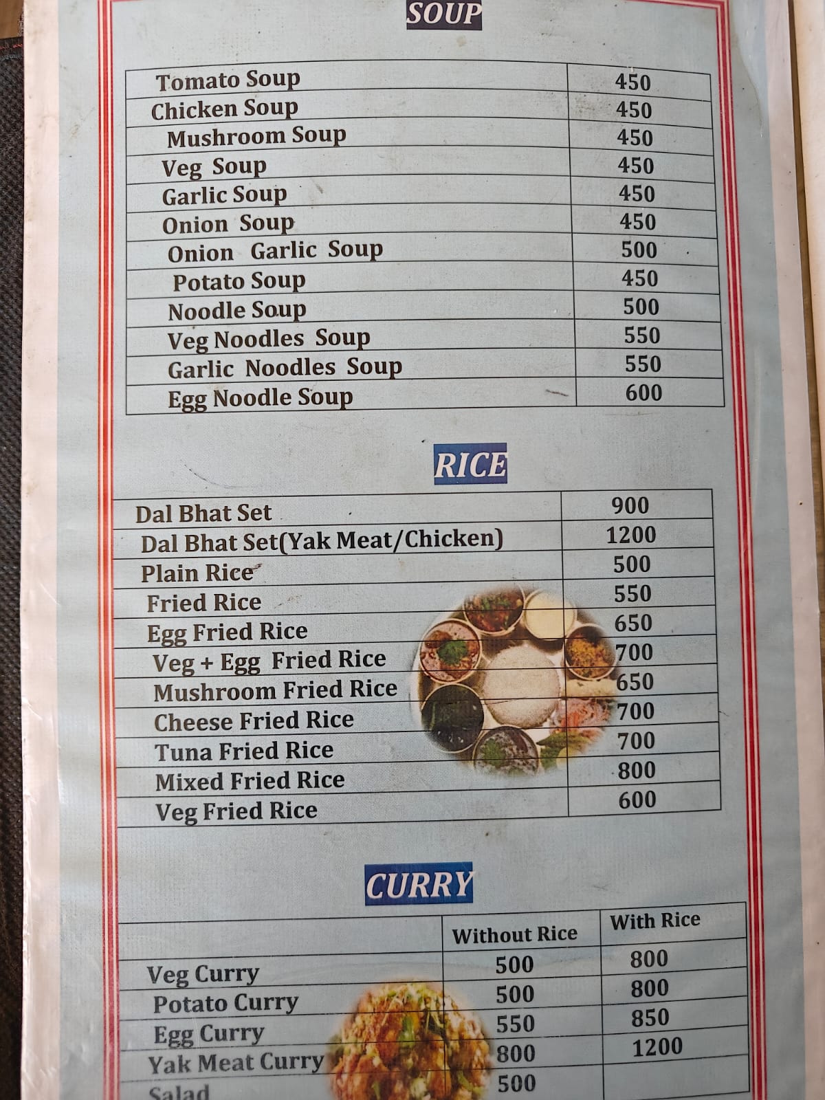 New Annapurna Guest House Ngawal menu page 2 food prices 2026 Annapurna Circuit