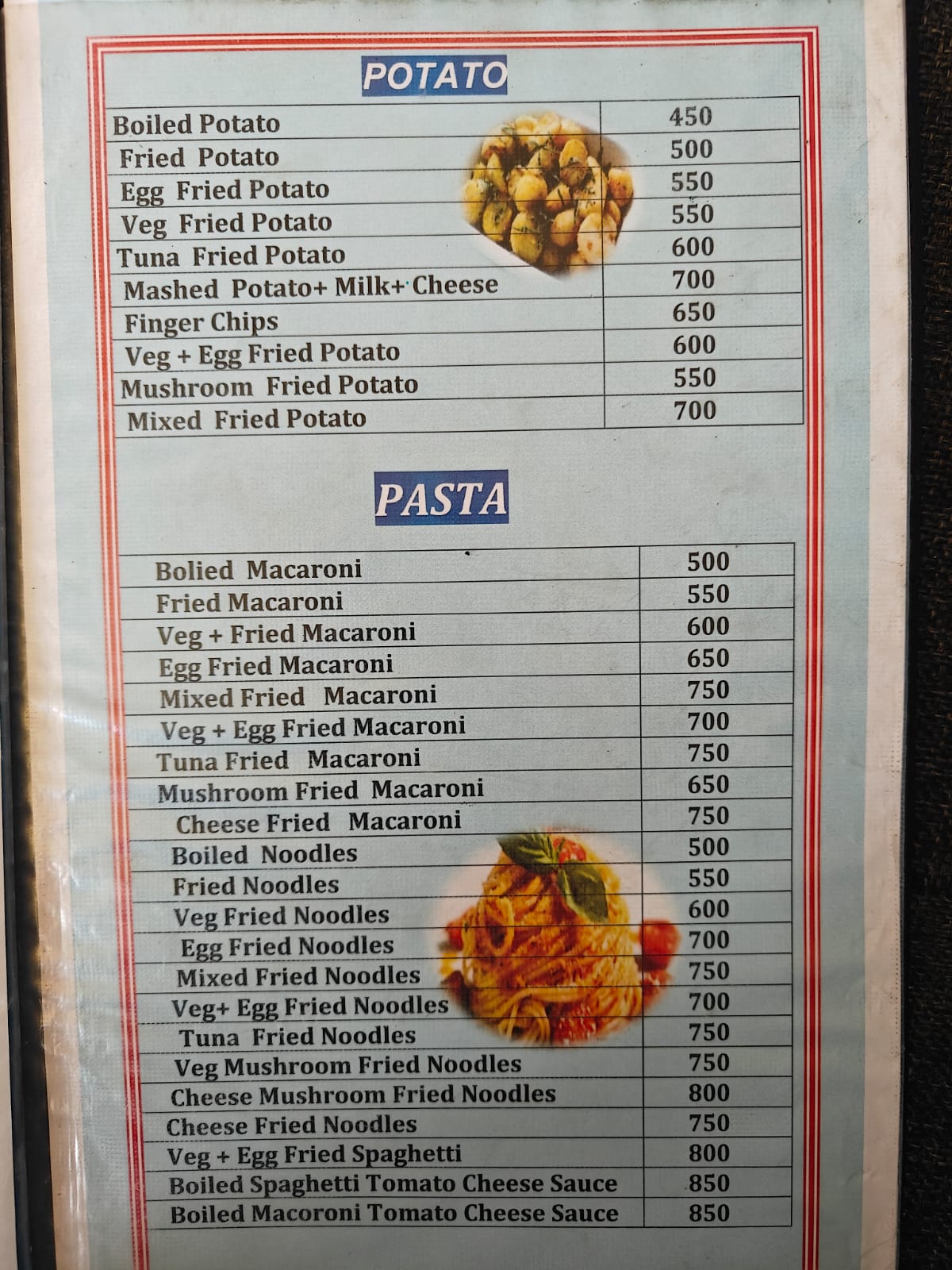 New Annapurna Guest House Ngawal menu page 4 food prices 2026 Annapurna Circuit