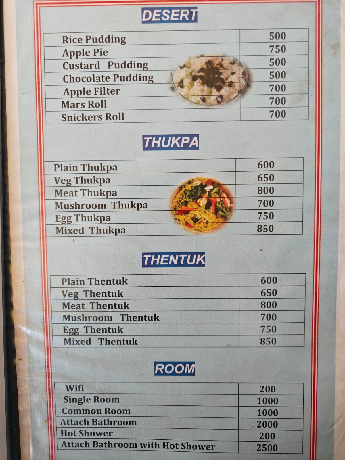 New Annapurna Guest House Ngawal menu page 5 food prices 2026 Annapurna Circuit