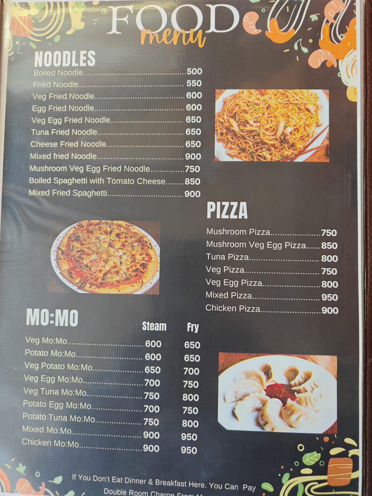 Manag Marsyandi New Cottage Upper Pisang food menu page 6 prices 2026 Annapurna Circuit