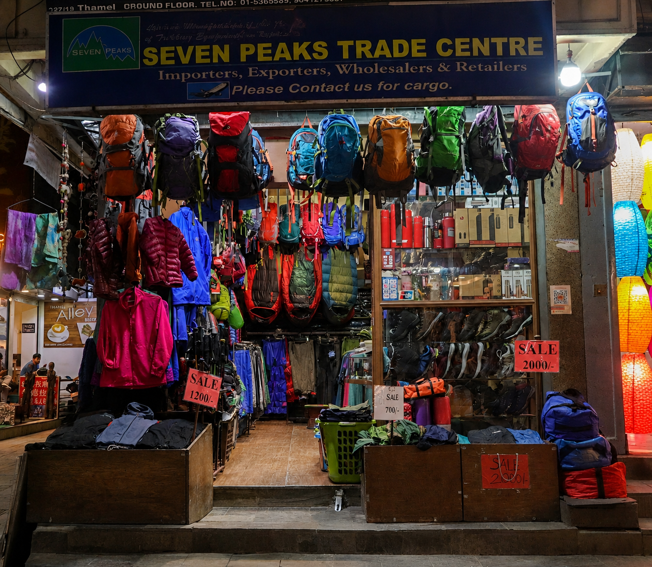 Trekking gear shop in Thamel Kathmandu Nepal