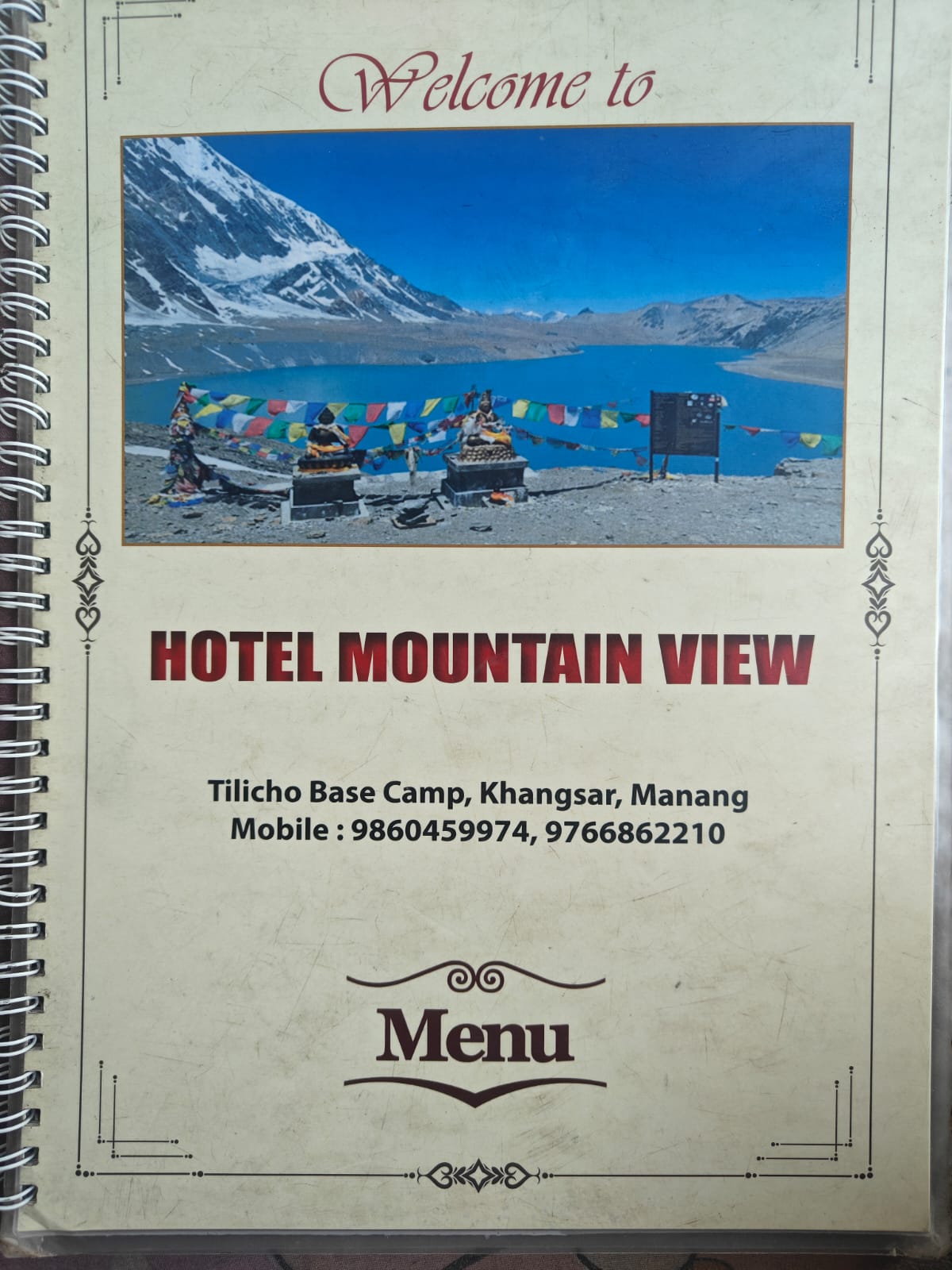 Hotel Mountain View Tilicho Base Camp menu cover 2026 Annapurna Circuit side trip