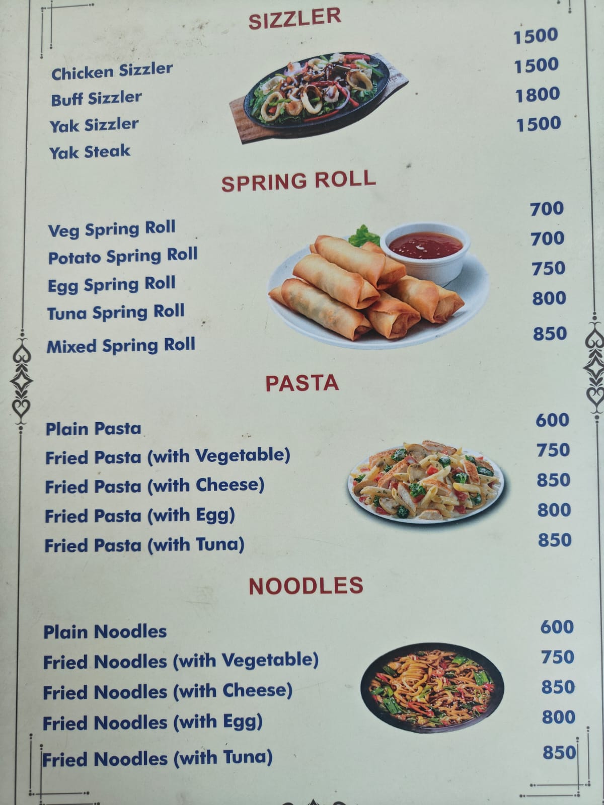 Hotel Mountain View Tilicho Base Camp menu page 3 food prices 2026