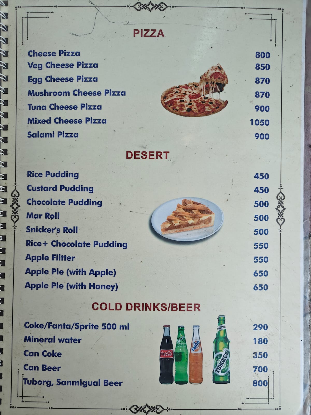 Hotel Mountain View Tilicho Base Camp menu page 8 food prices 2026