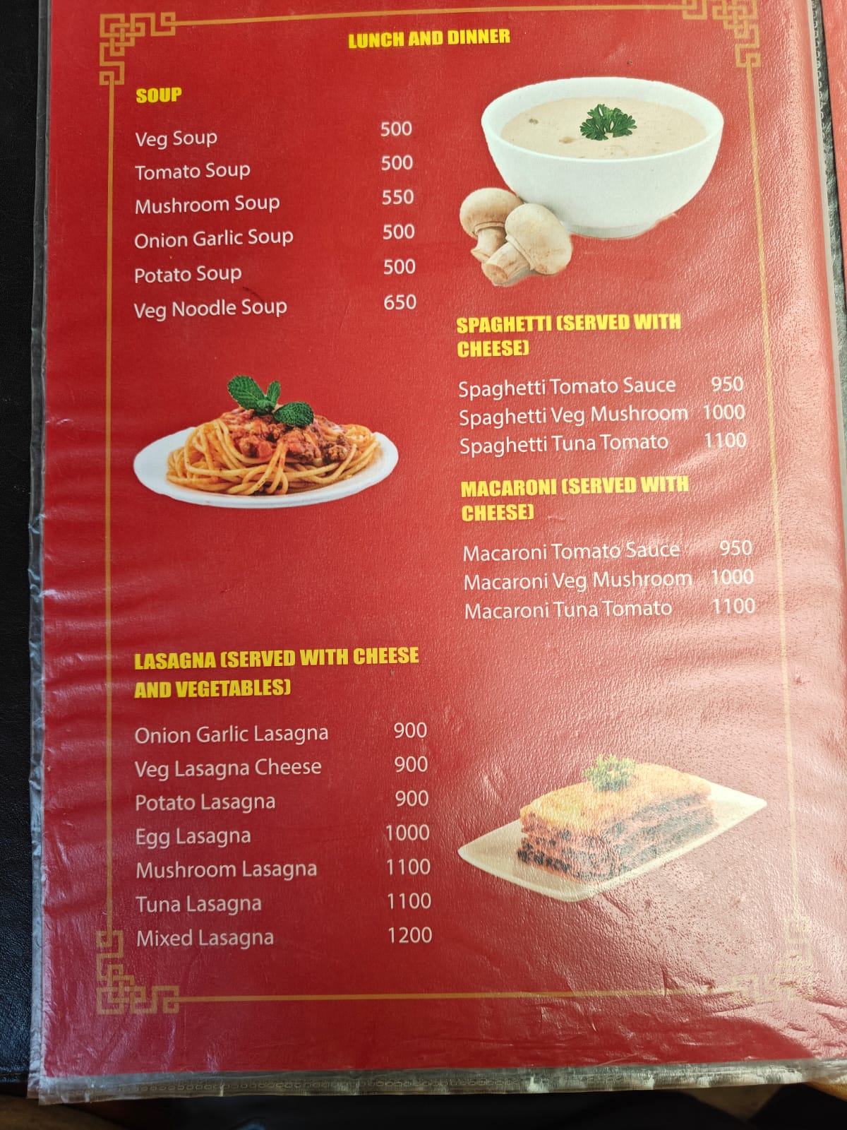 Himalayan View Hotel Yak Kharka menu page 3 food prices 2026 Annapurna Circuit Nepal