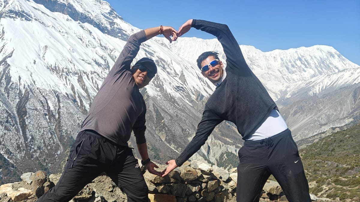 Trekkers with MoutainKick Guide Kumar at Yak Kharka
