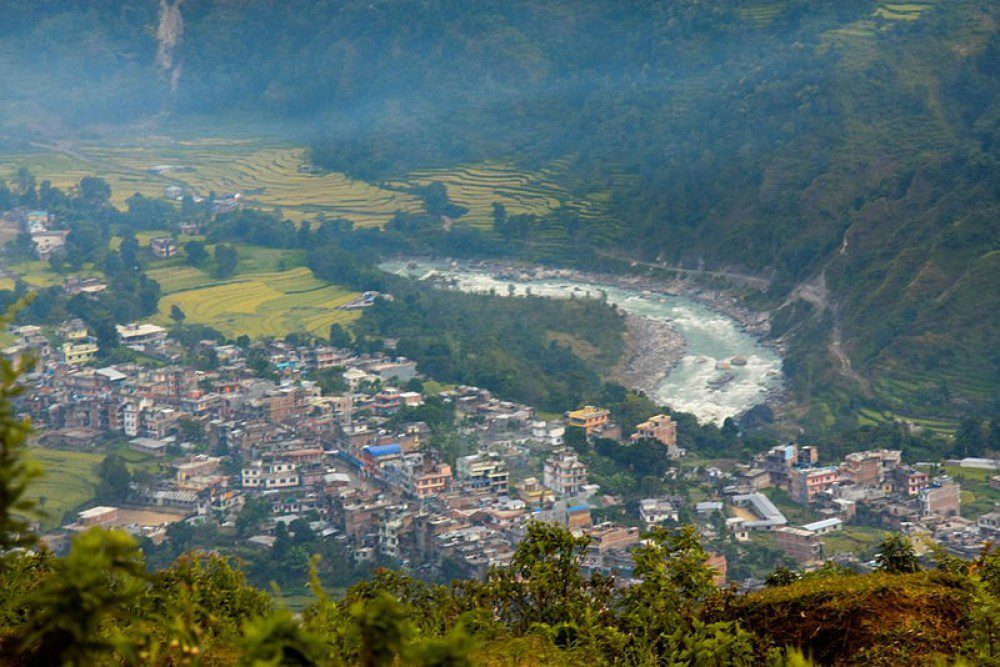 Besisahar town gateway to the Annapurna Circuit at 760m Lamjung Nepal
