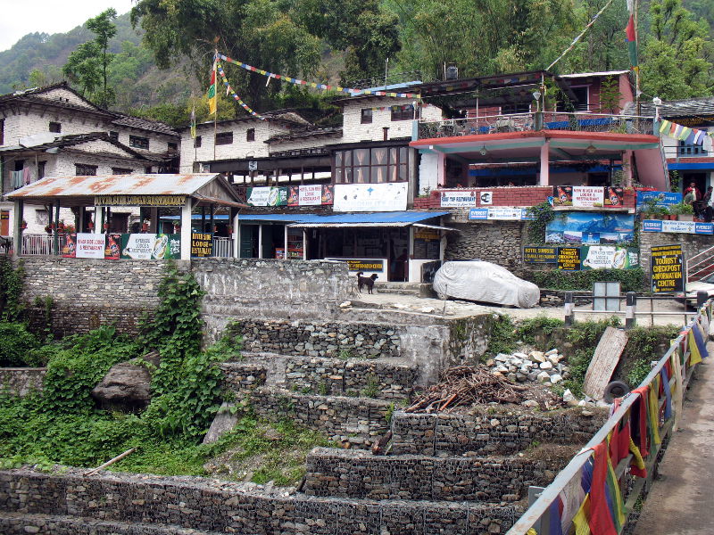 Birethanti checkpoint on the Annapurna trekking trail network