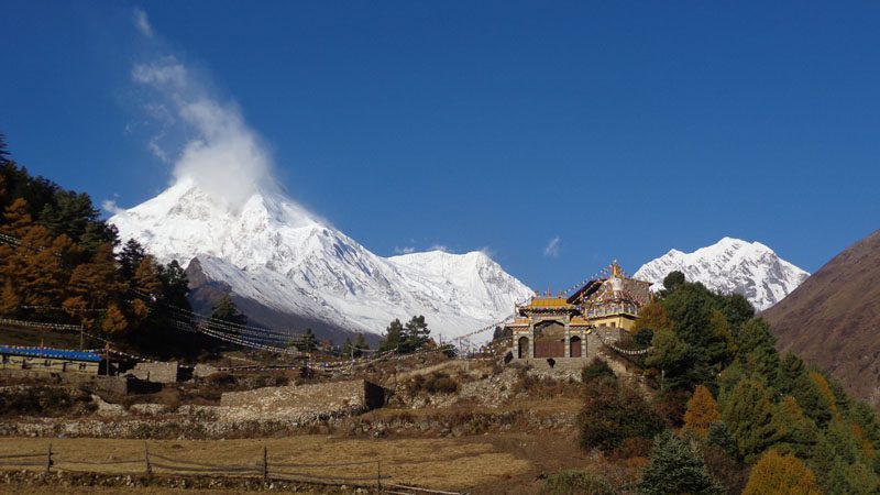 Lho village on the Manaslu Circuit trek Nepal