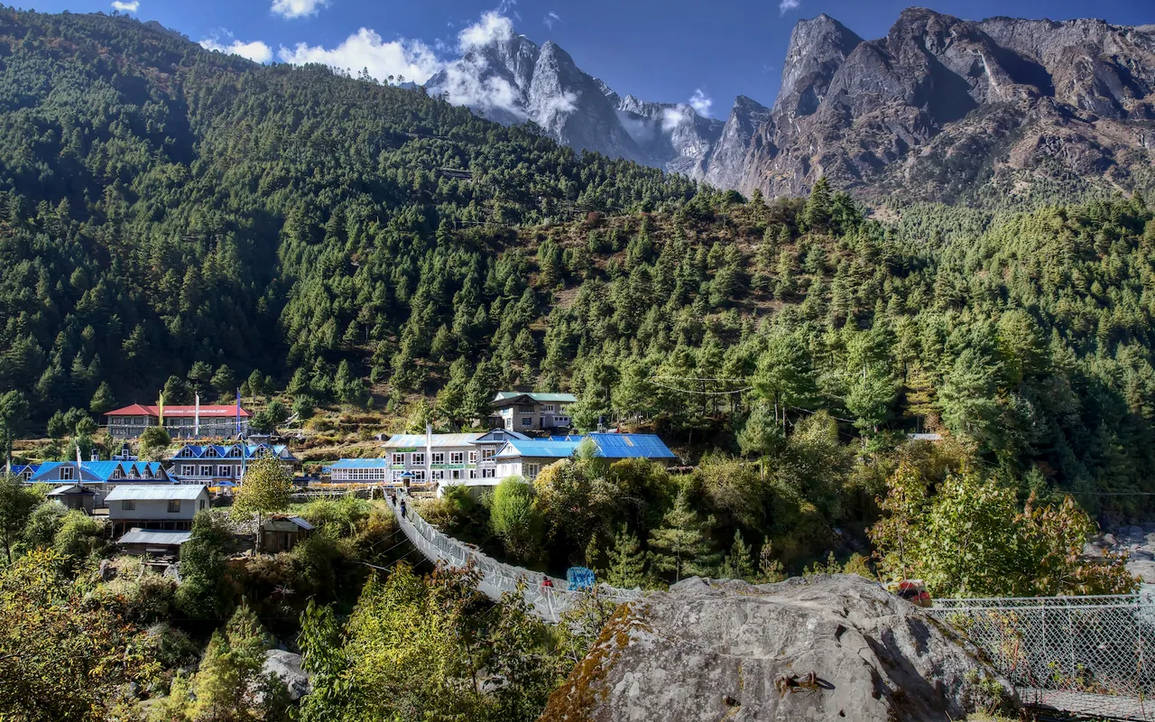 Phakding village, where the road route rejoins the main Everest Base Camp trail