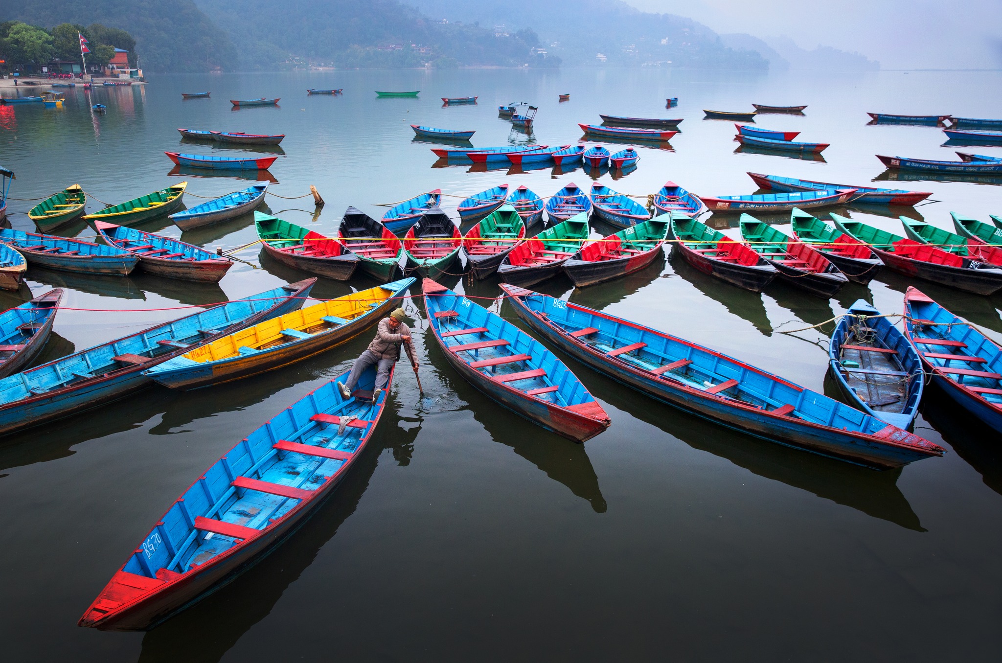 Boat on Phewa Lake, Pokhara, Nepal
