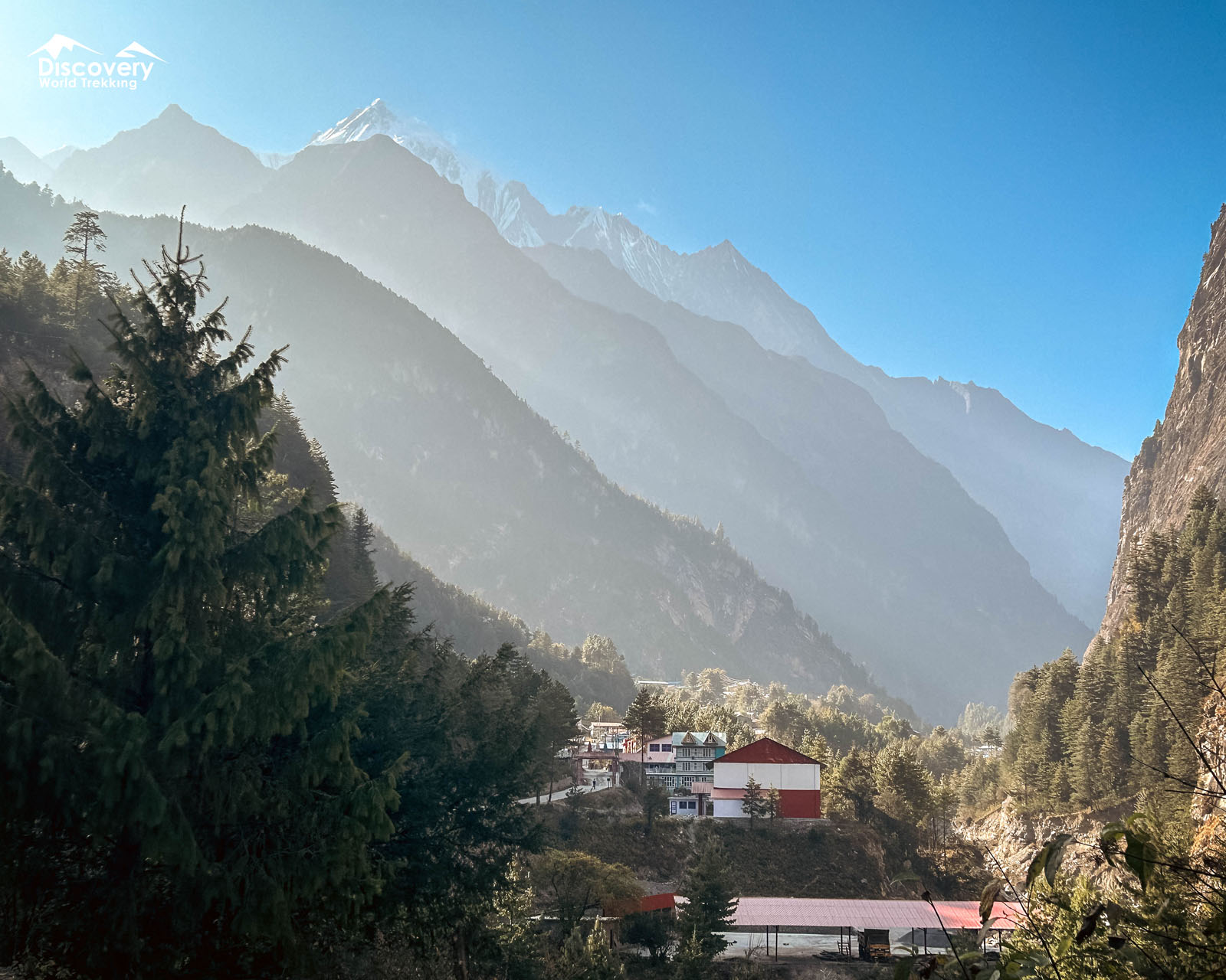 Chame village, a common starting point on the Annapurna Circuit at around 2,710m