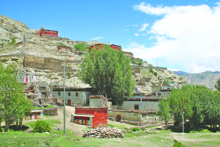Geling, one of the villages passed on a long day of trekking through exposed ridgelines