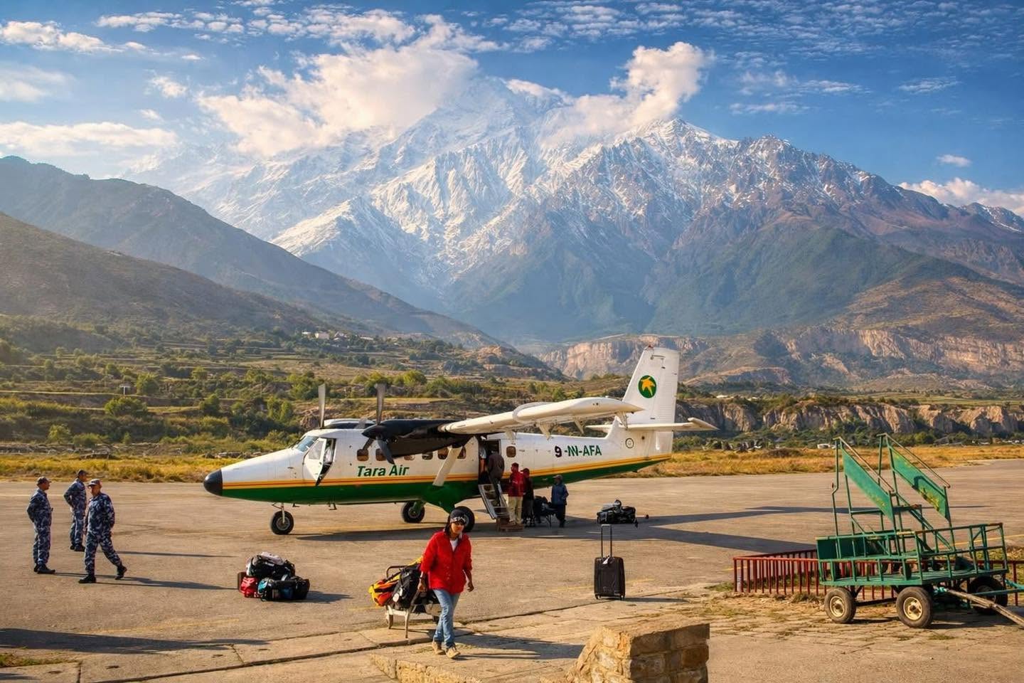 A domestic flight on the Pokhara to Jomsom route over the Kali Gandaki valley