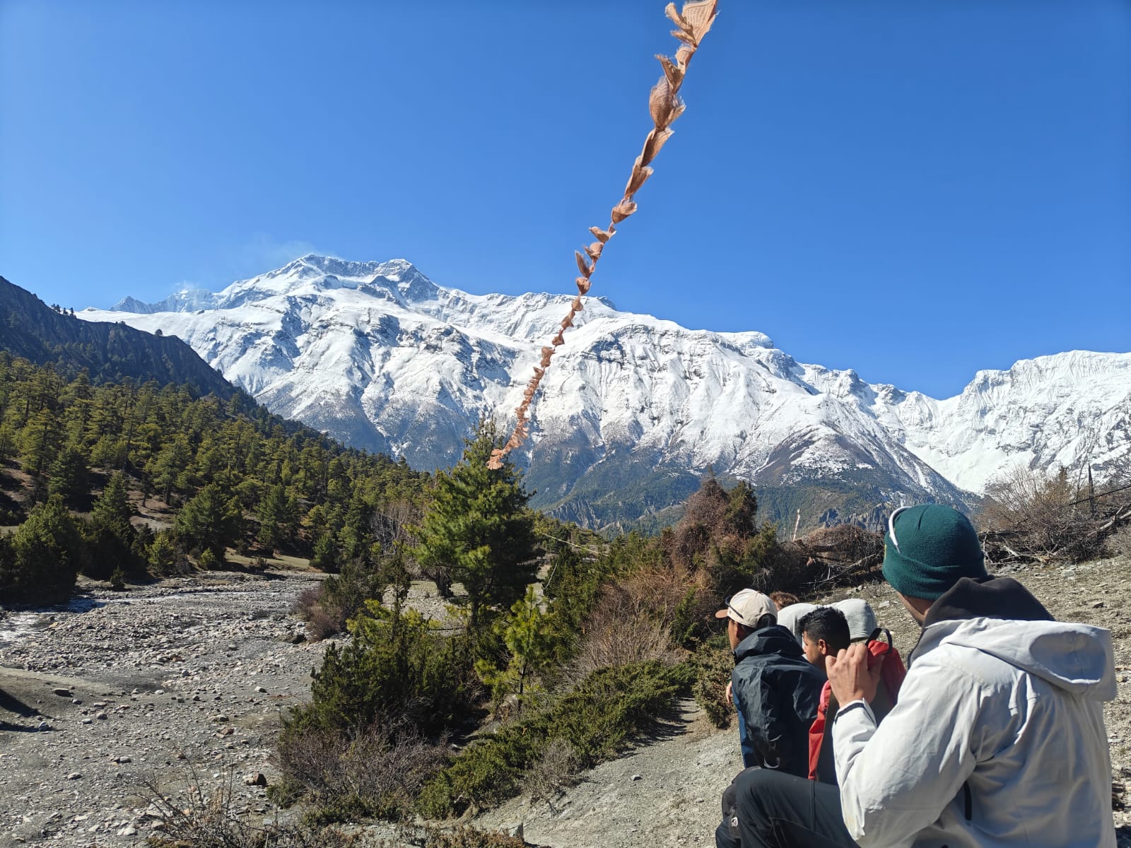 The high route trail between Upper Pisang and Ngawal on the Annapurna Circuit in spring