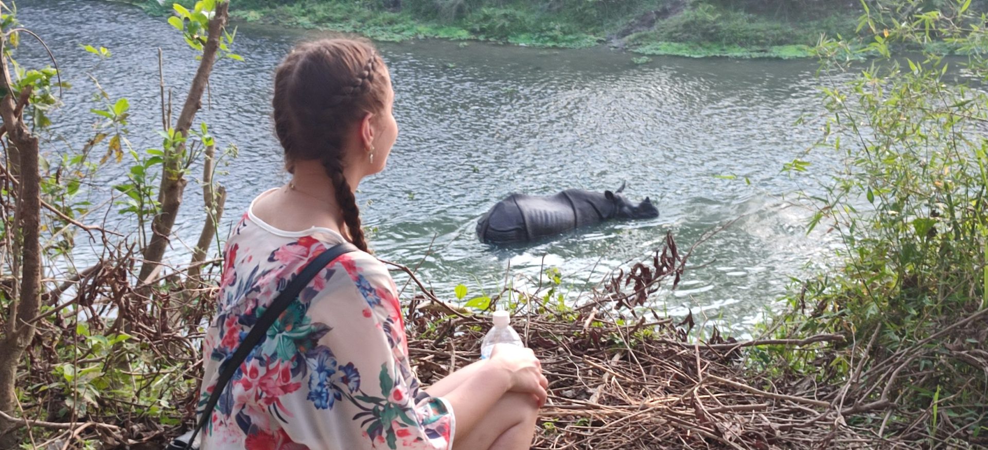Rhino sighting in Chitwan National Park during jungle safari
