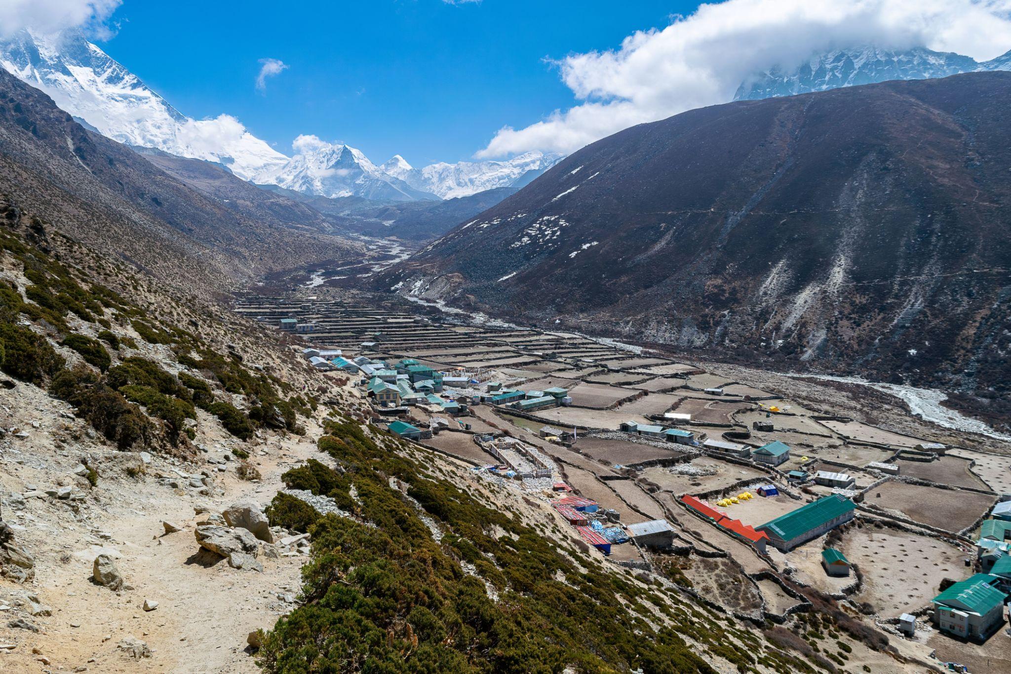 Stone houses and fields in Dingboche