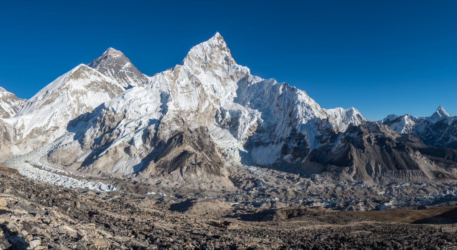 Mount Everest seen from Kala Patthar on a clear day in Nepal
