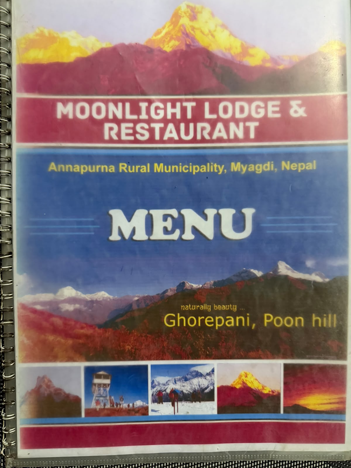 Teahouse menu in Ghandruk on the Annapurna Base Camp trek, page 5