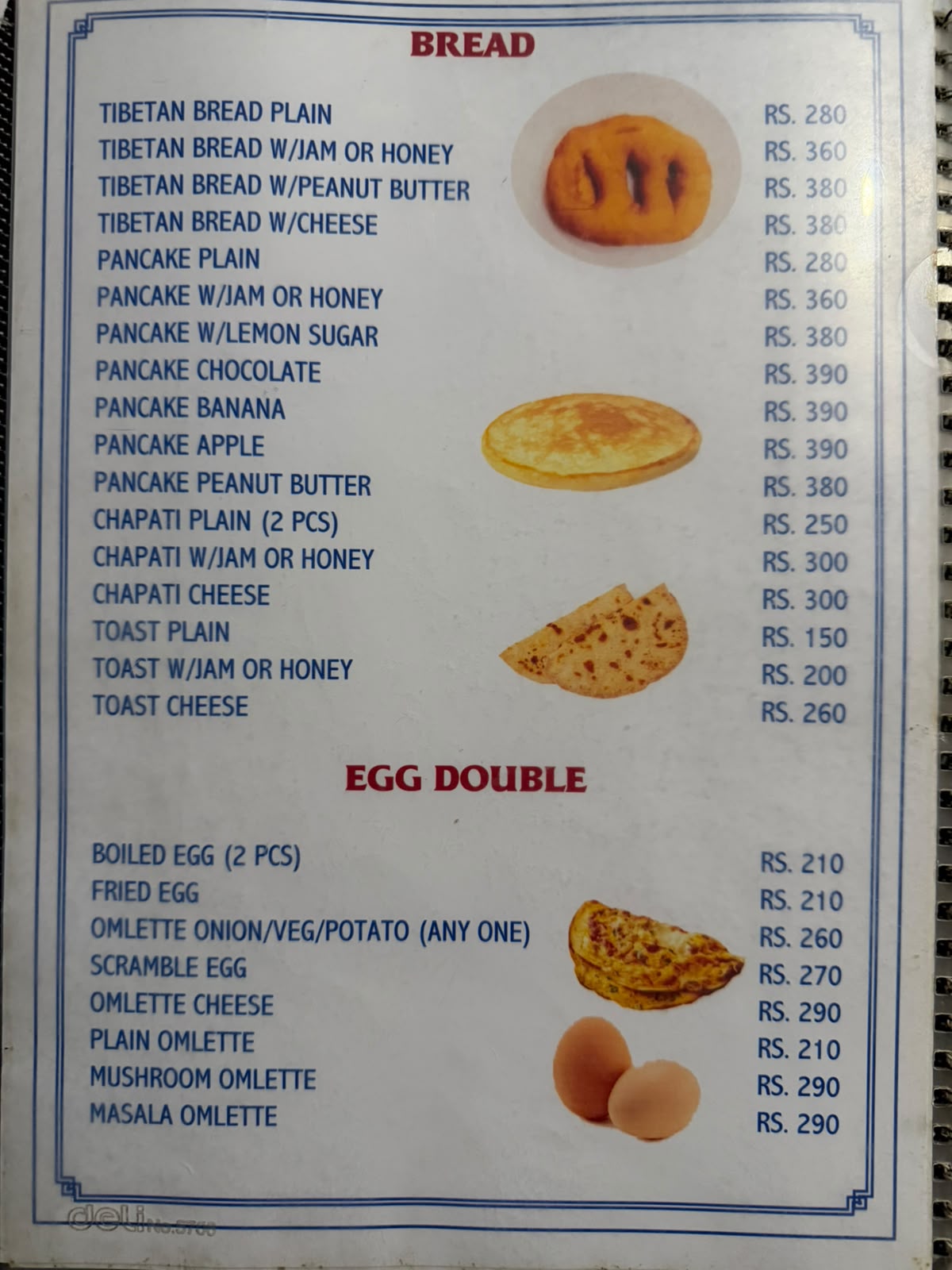 Teahouse menu in Ghandruk on the Annapurna Base Camp trek, page 6