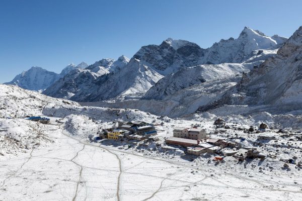 Gorakshep full of snow