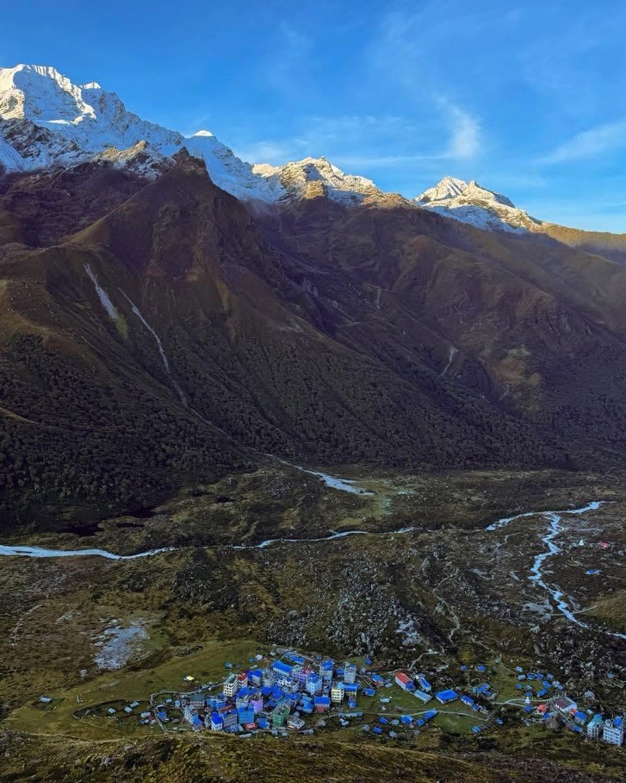 View from Kyanjin Ri down to Kyanjin Gompa and the Langtang Valley