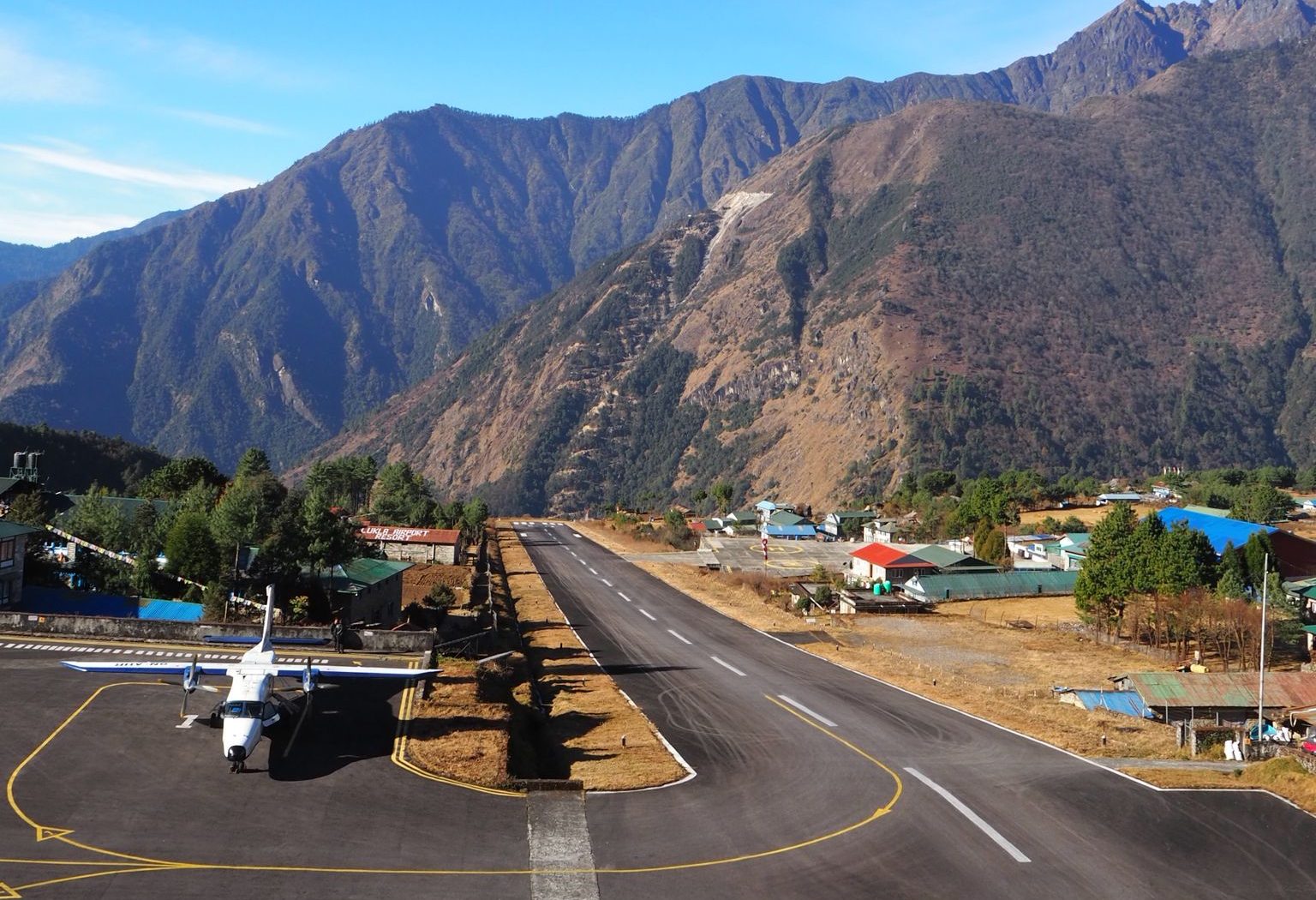 The runway at Lukla airport, the start of the Everest Base Camp trek
