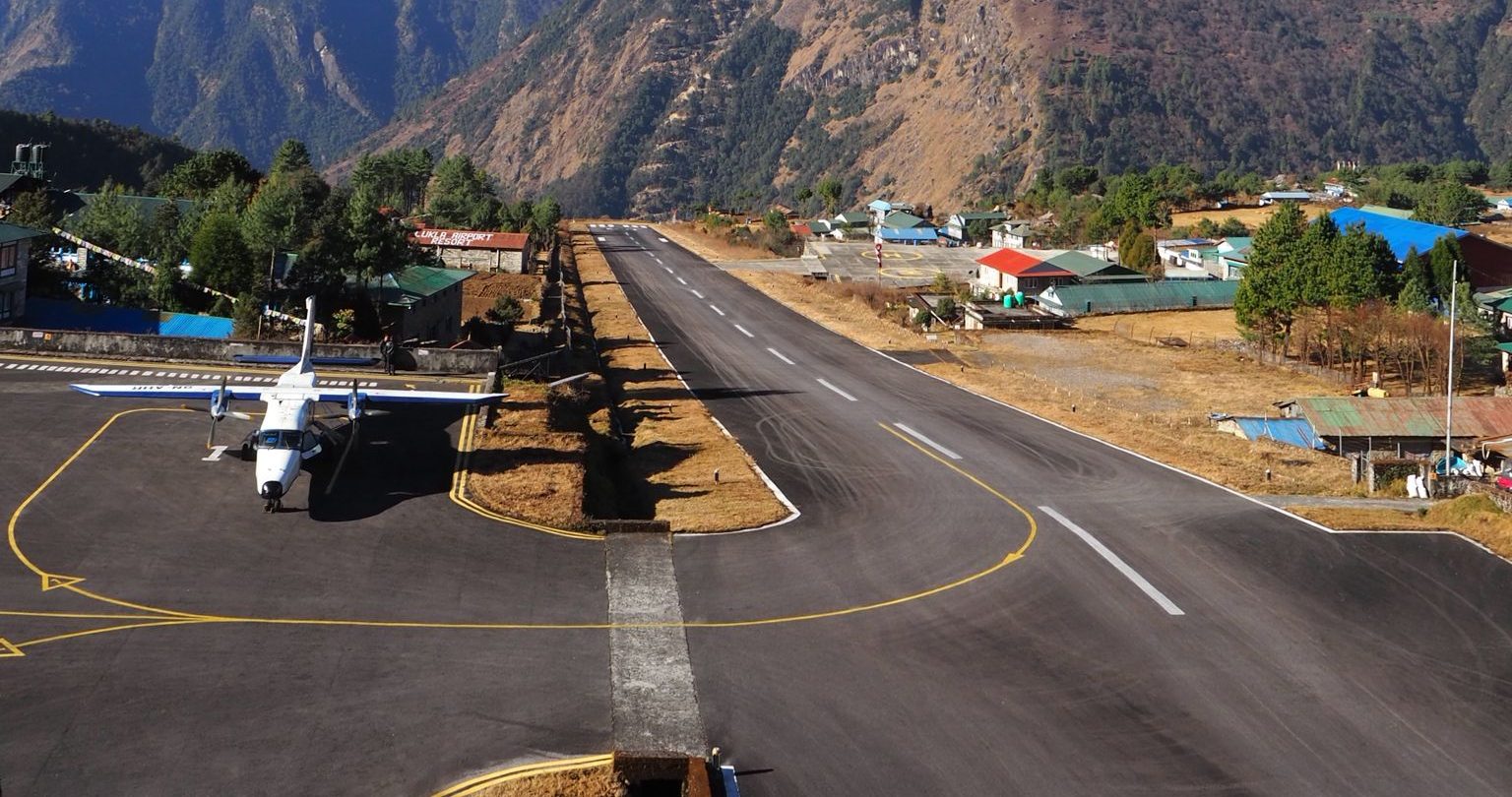 Lukla airport runway in the Everest region
