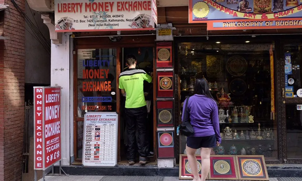 Money exchange counter in Kathmandu, Nepal