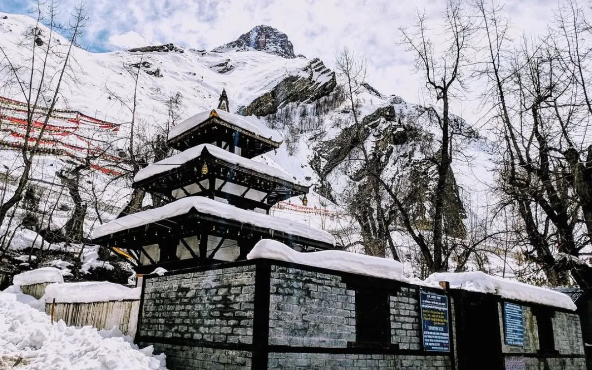 Muktinath Temple under snow in winter