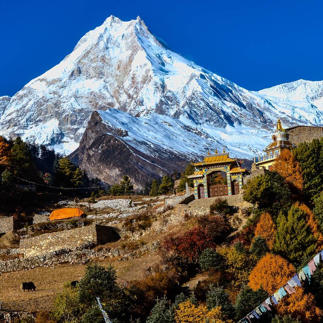 Entrance gate to Samagaon village on the Manaslu Circuit