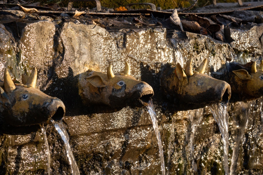 Bull-head water spouts at Muktinath Temple