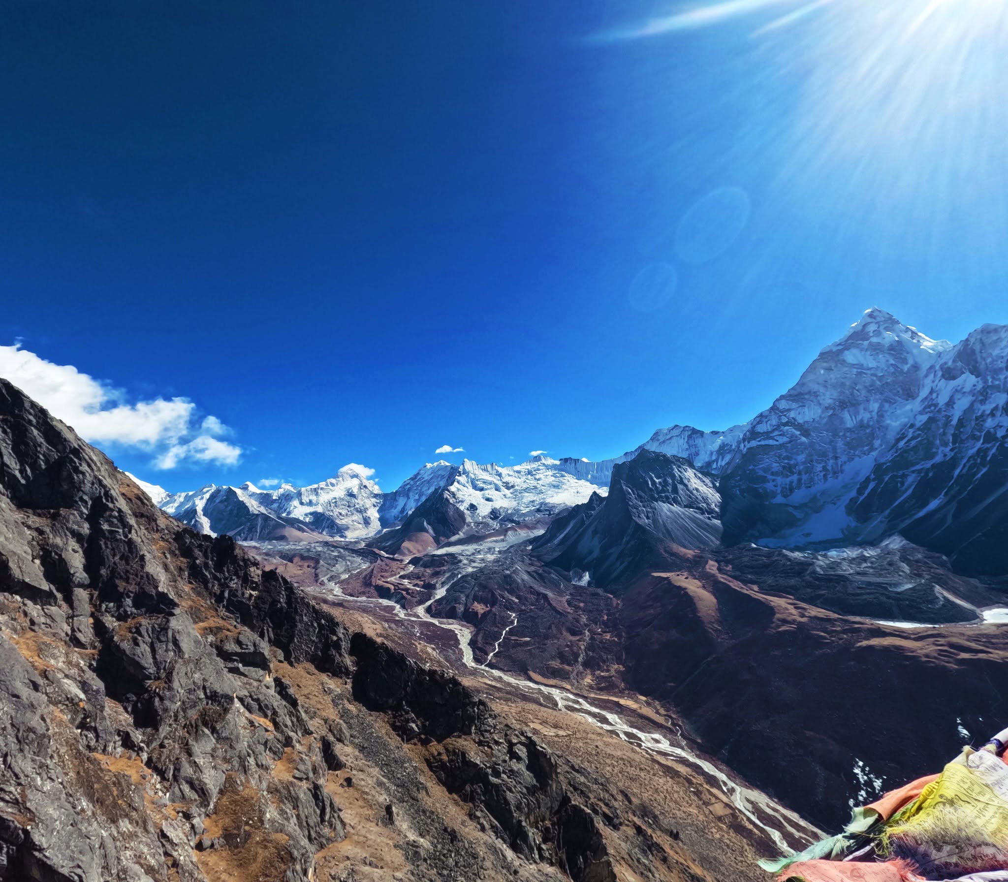 View of the Imja valley and Himalayan peaks from Nangkartshang Peak